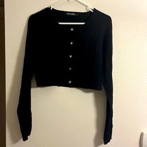 Long sleeve black crop top, size Large